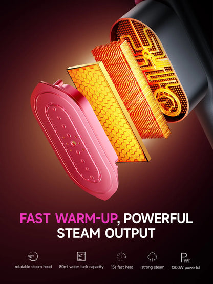 Portable Garment Steamer – 7 Modes, LED Display, 5s Fast Heat, Travel-Friendly Clothes Iron with Swivel Handle