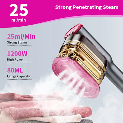 Portable Garment Steamer – 7 Modes, LED Display, 5s Fast Heat, Travel-Friendly Clothes Iron with Swivel Handle