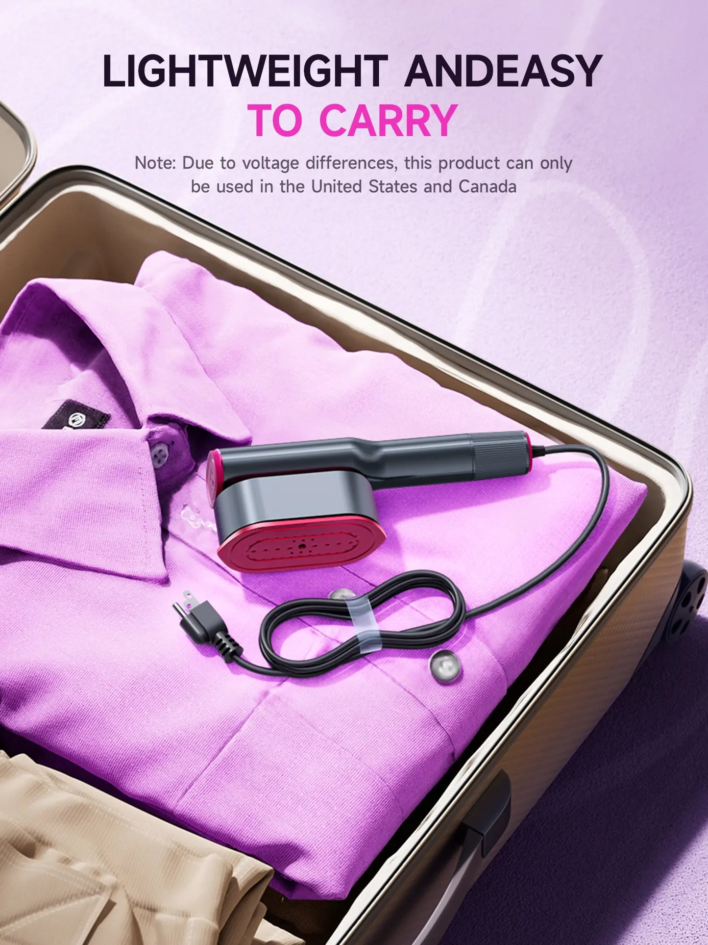 Portable Garment Steamer – 7 Modes, LED Display, 5s Fast Heat, Travel-Friendly Clothes Iron with Swivel Handle